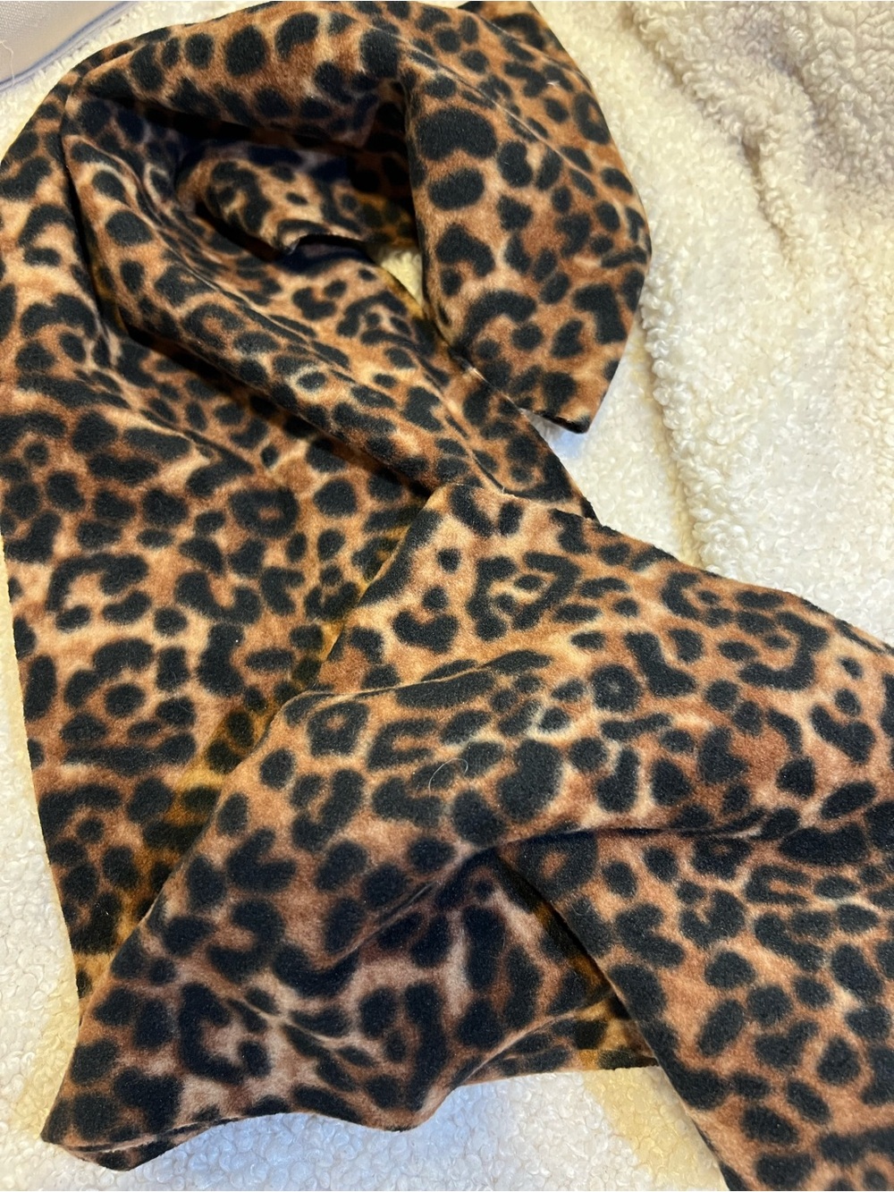 Leopard Print Light Weight Fleece Scarf - Brown Leopard